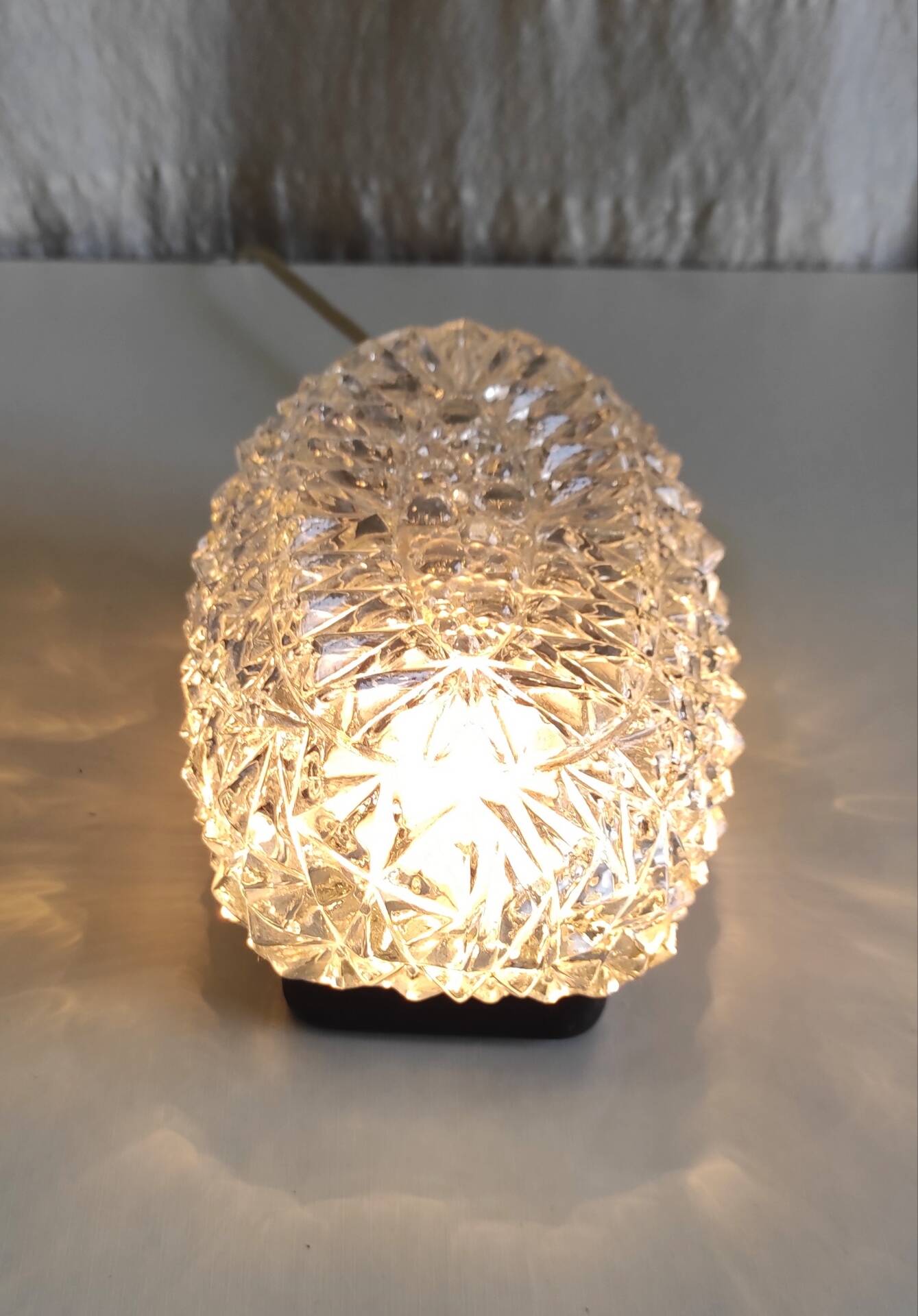 Ceiling light or oval wall light in moulded glass - mid 20th century.