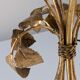 Mid-century side table in gilded metal with roses and glass top, 1970s