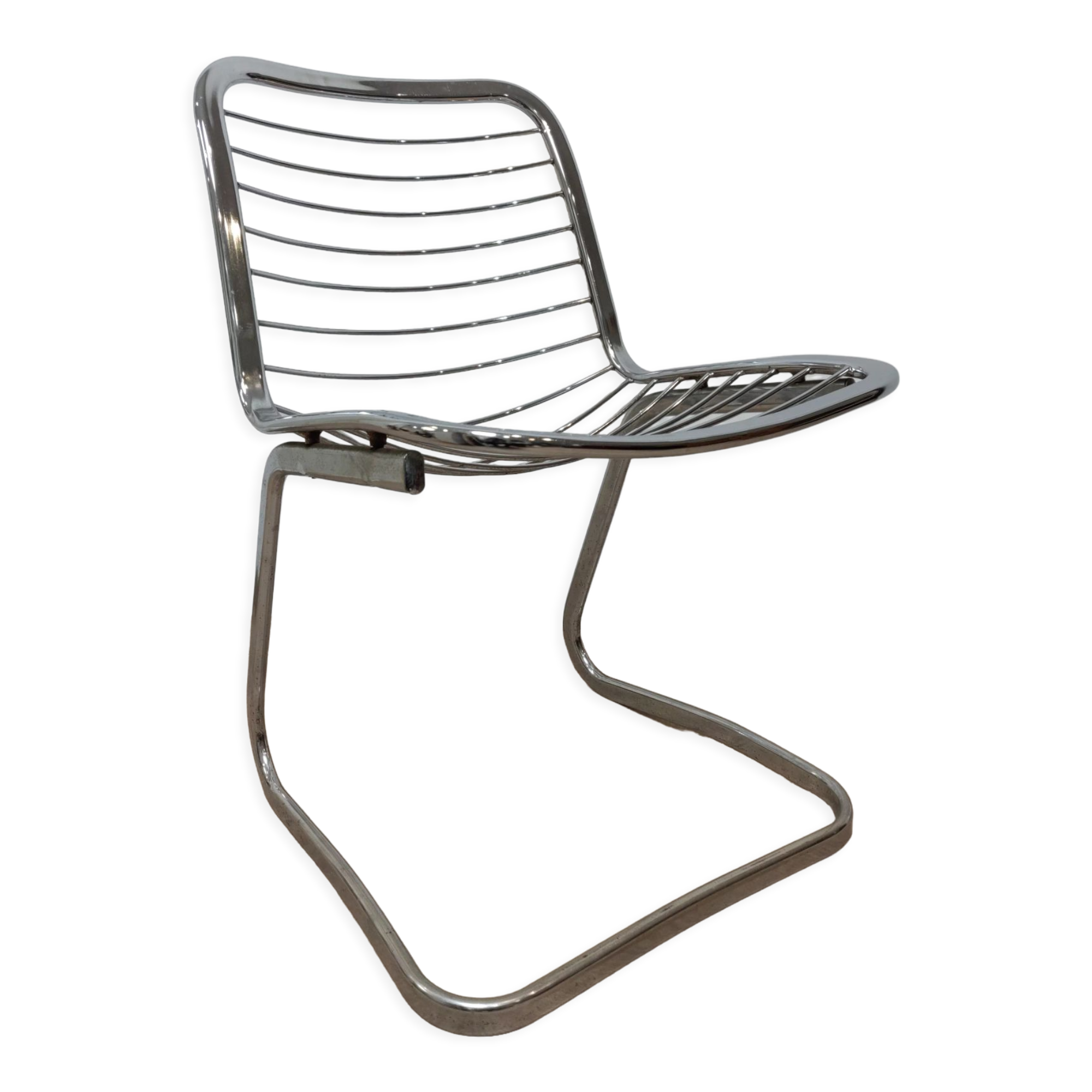 Chaise en métal chromé années 70 design italien