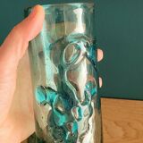 6 orangeade glasses in bubbled blown glass color duck blue
