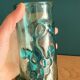 6 orangeade glasses in bubbled blown glass color duck blue