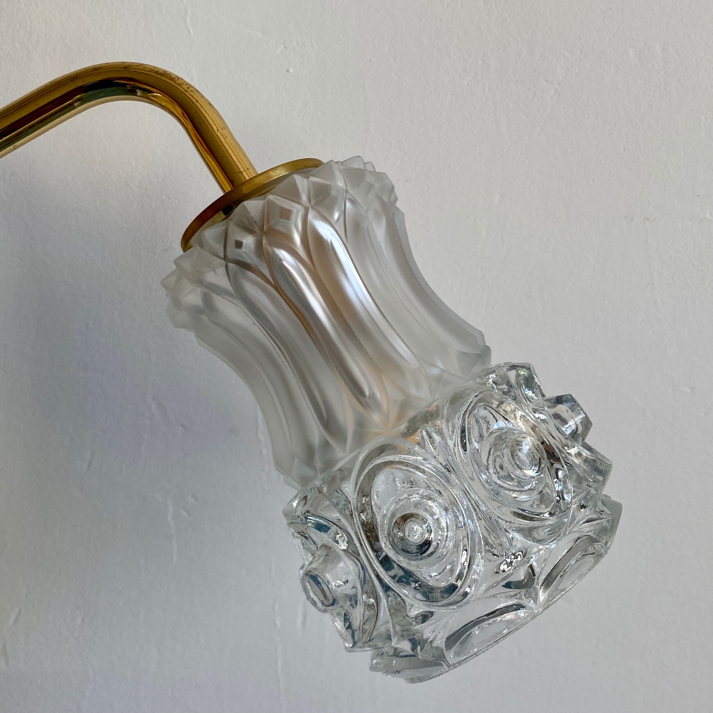 Vintage tulip wall lamp in molded glass