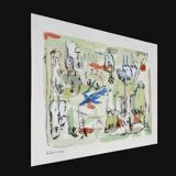 Mixed technique Art brut/Figurative art/Unique art signed Kabian 65X50 cm