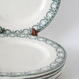 Set of 6 flat plates in Terre de Fer Salins, "Guirlandes" model