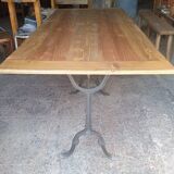 Large family bistro table with wooden top 190cm