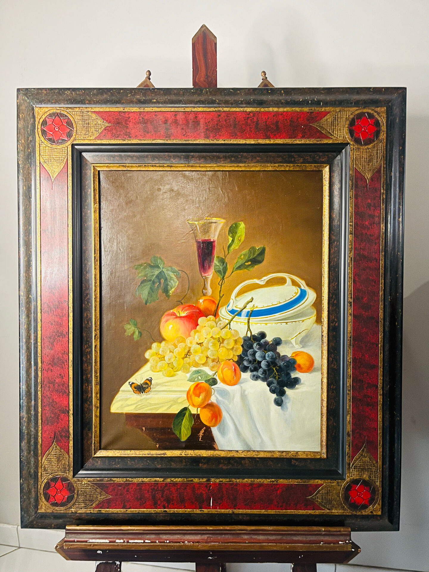 Nature morte ancienne, école russe, huile sur toile, signée à Shulg