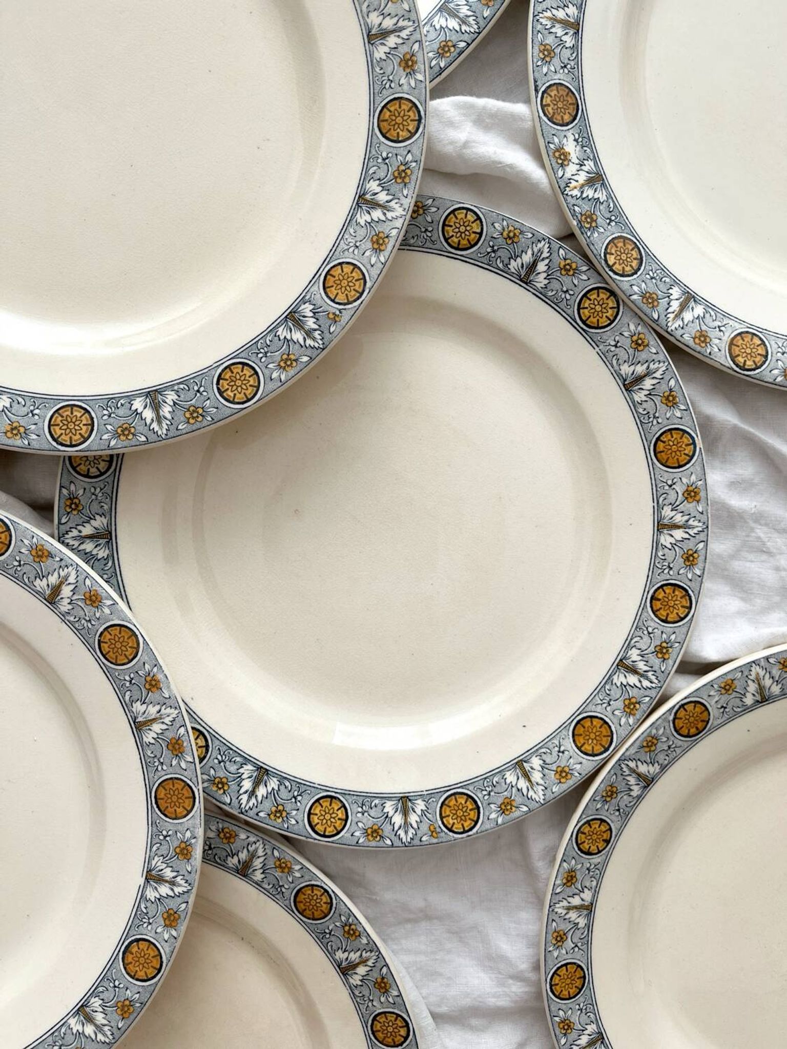 10 assiettes plates en terre de fer « Lamartine » Salins