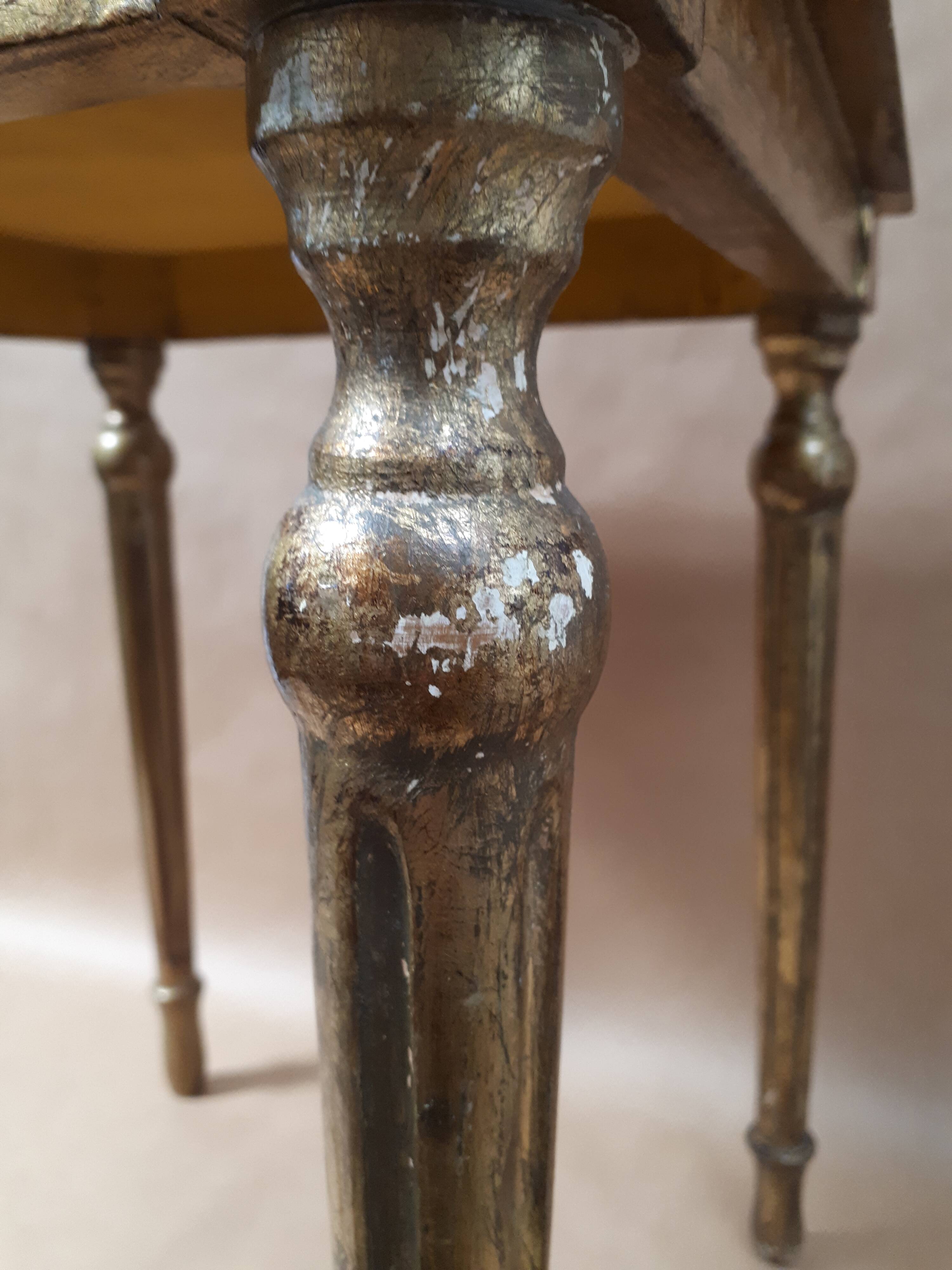 Square pedestal table gilded wood florentine style vintage 1950