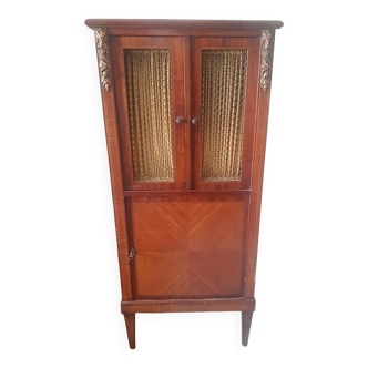 Meuble ancien type armoire à musique portes grillagées