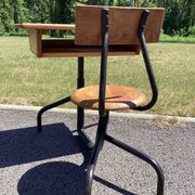 School desk - tubular metal and wood desk Prouvé style