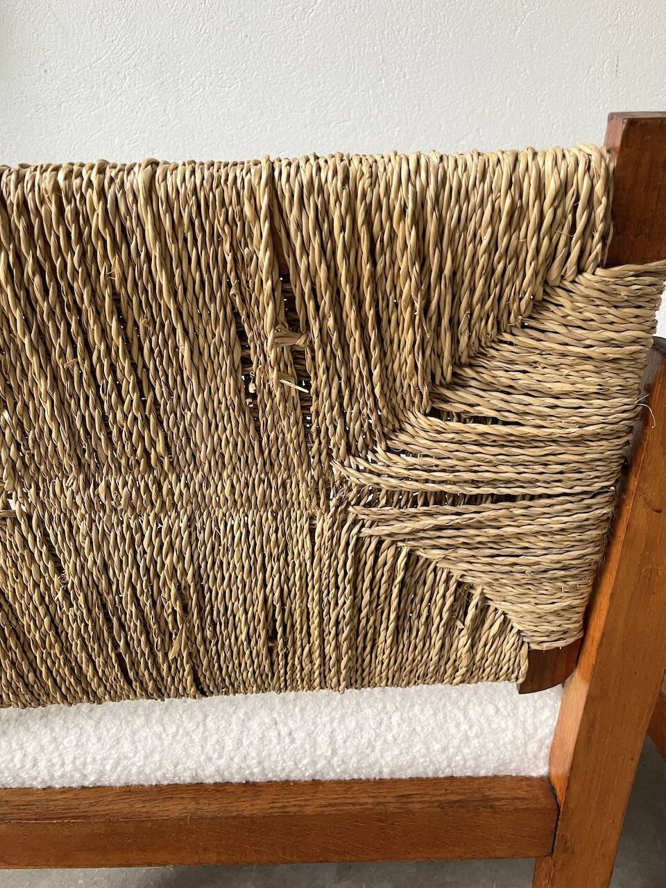 Pair of oak and straw armchairs, reconstruction style