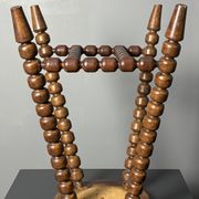 Midcentury brutalist wood turned stool in the style of Charles Dudouyt, 50s