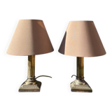 Pair of bedside lamps signed Cailar Bayarden, silver-plated metal, Louis XVI style.