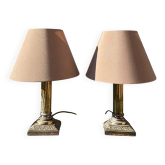 Pair of bedside lamps signed Cailar Bayarden, silver-plated metal, Louis XVI style.