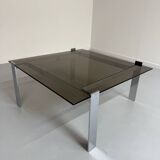 Smoked glass and chrome steel coffee table, Italian design from the 70s