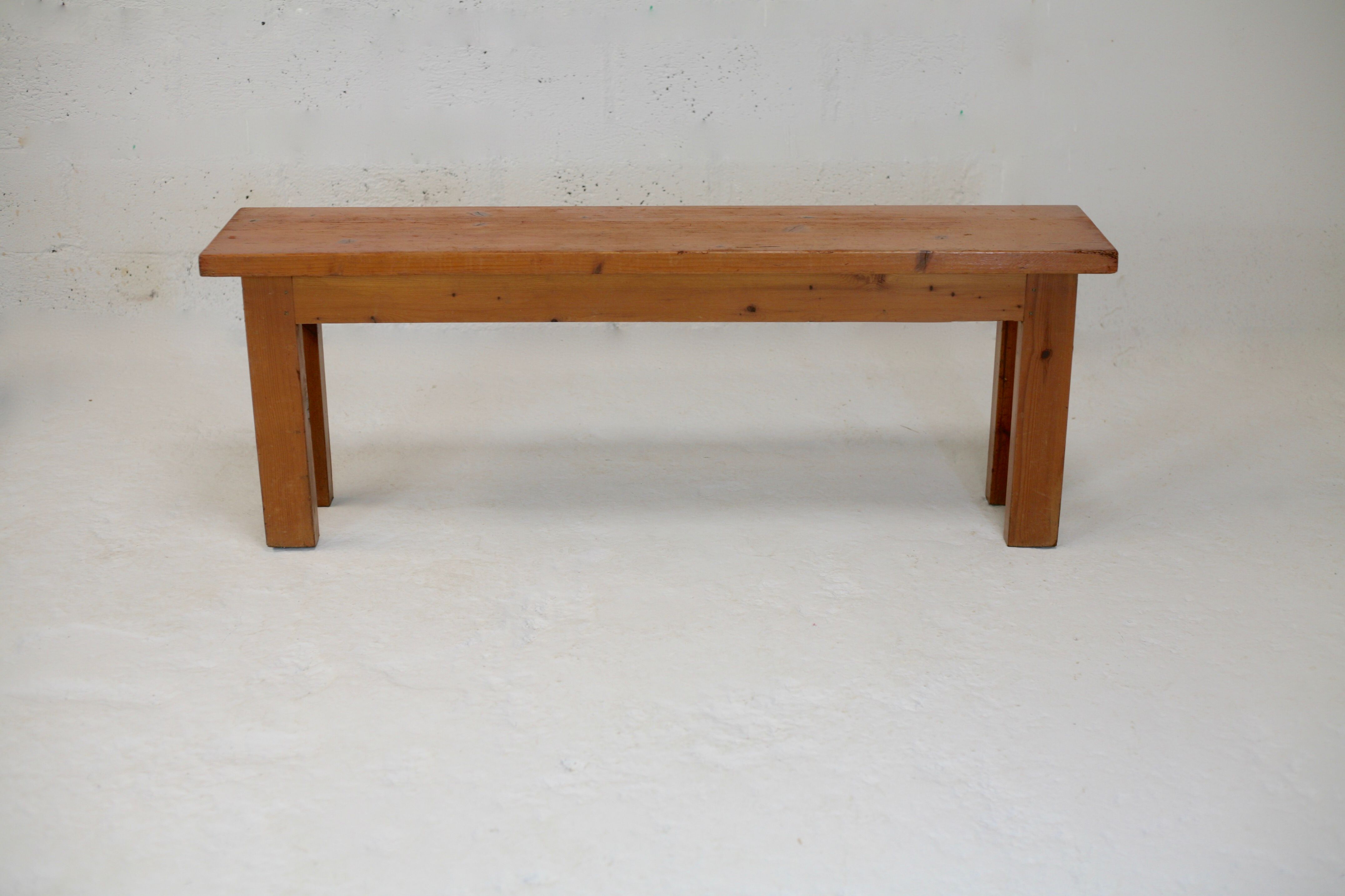 Pair of brutalist benches. Wood. France. Circa 1960.