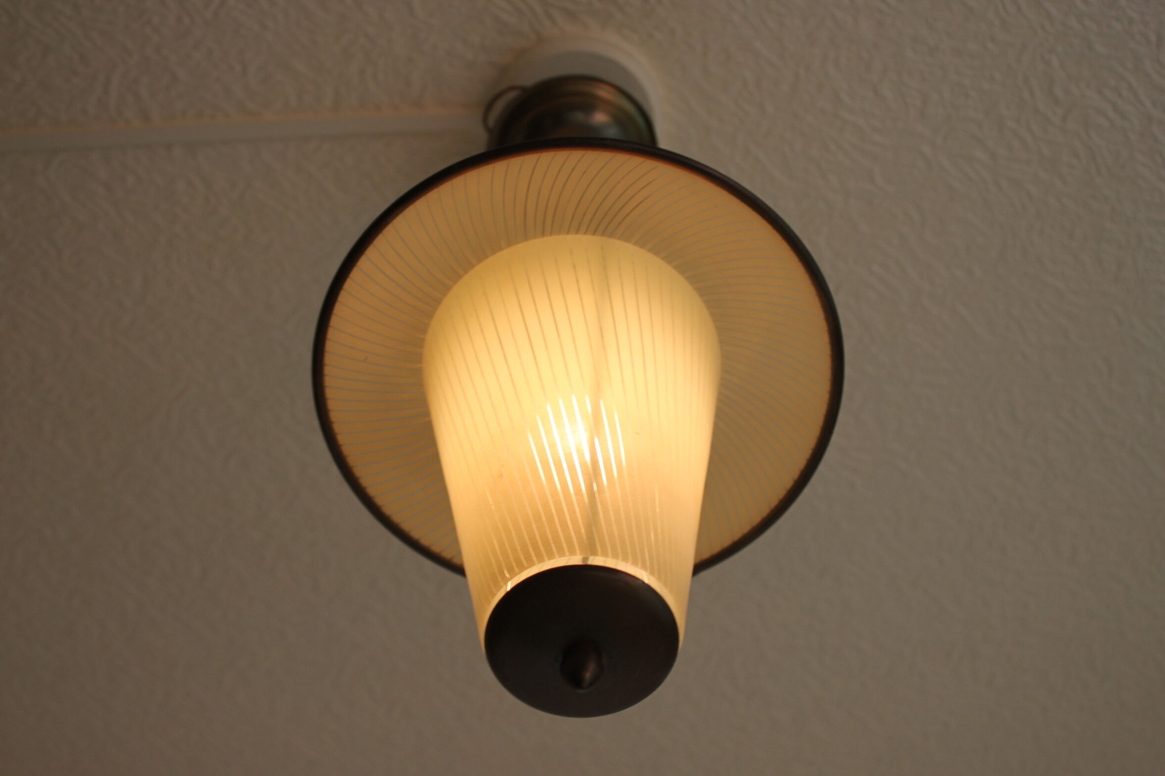 Striped glass pendant lamp, Holland 1950s