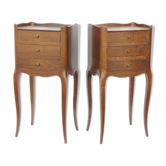 Pair of oak bedside