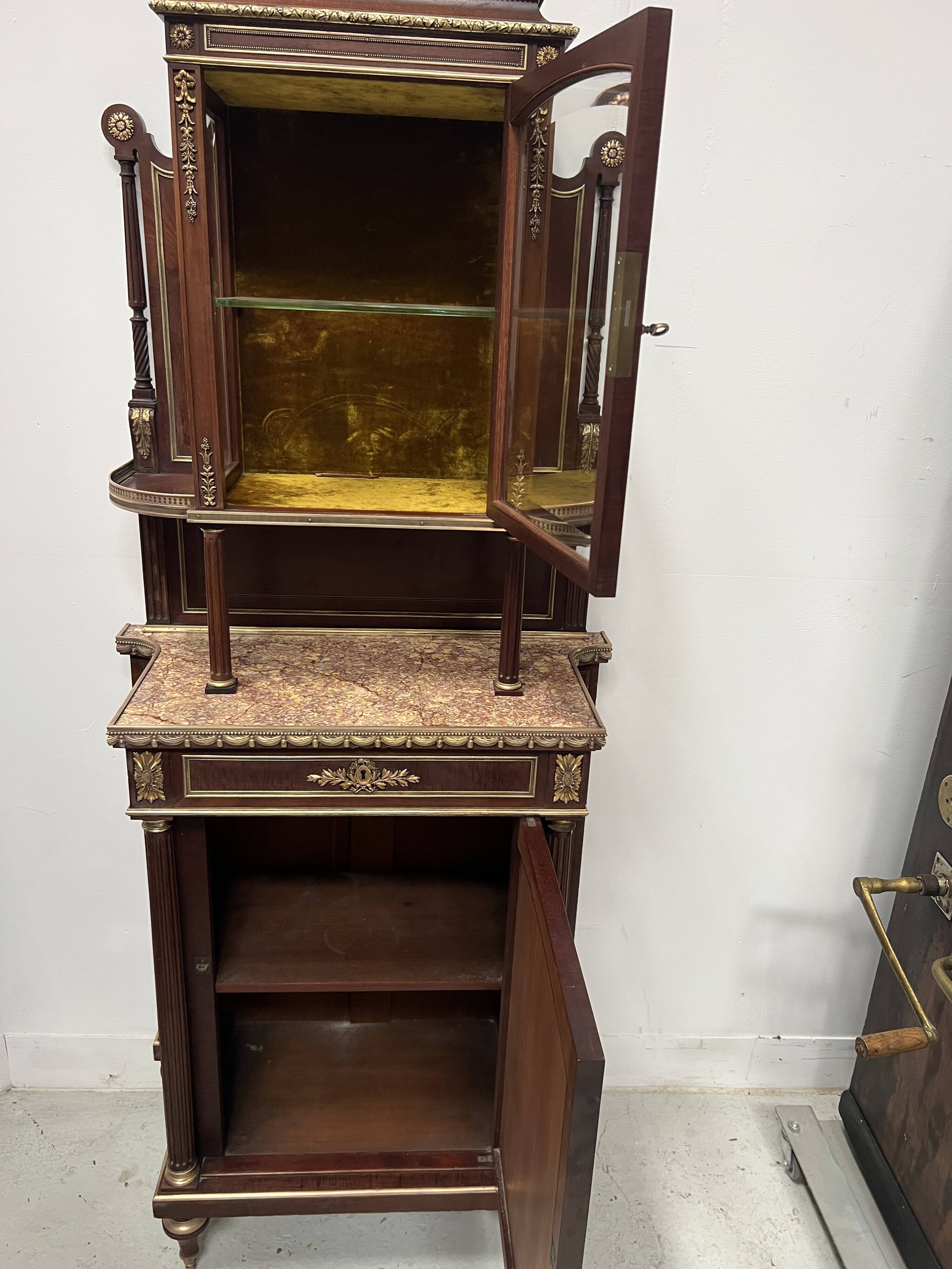 Napoleon III Mahogany and Chiseled Bronze Display Cabinet, 19th Century