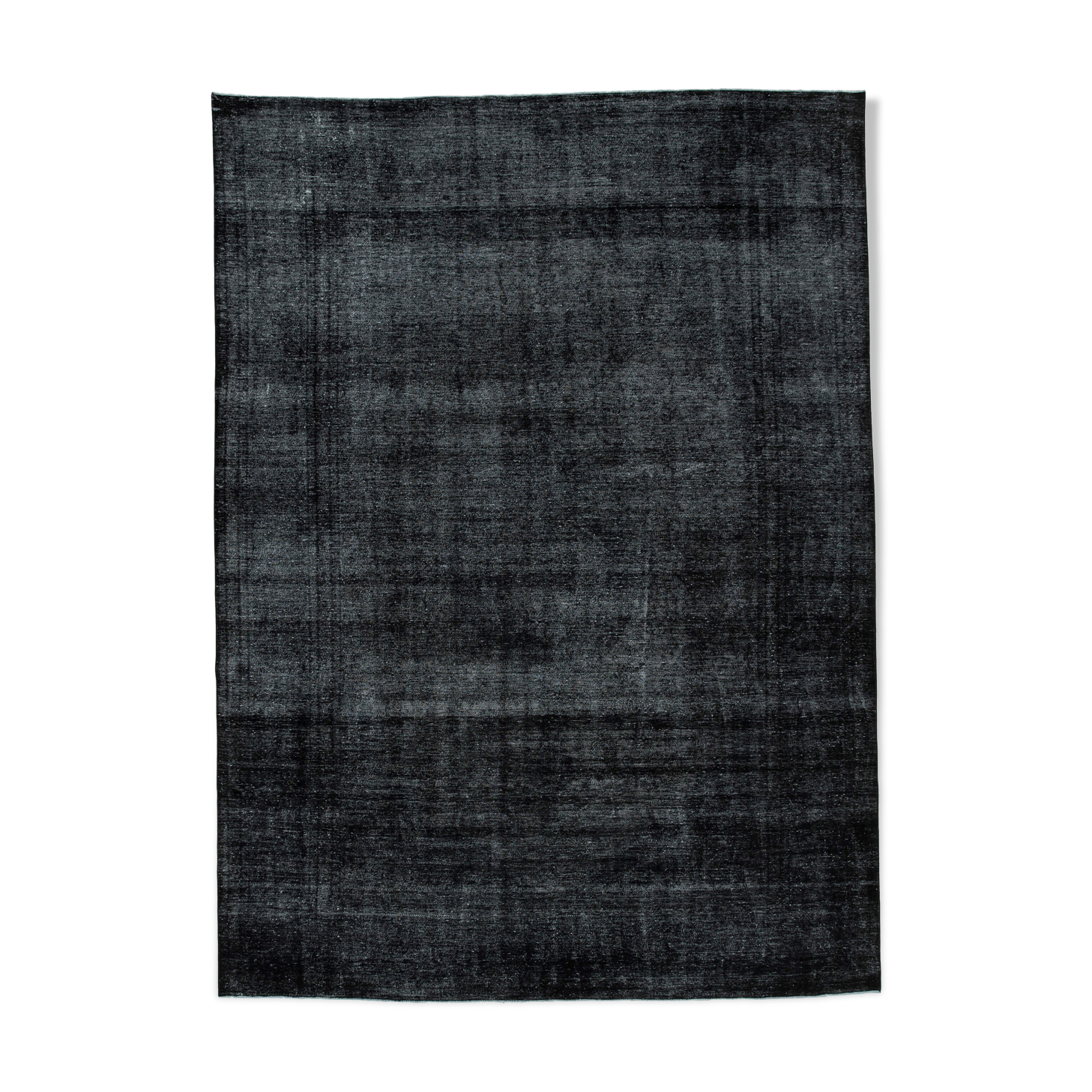 Hand-knotted oriental overdyed 290 cm x 405 cm black wool carpet
