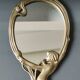 Old vanity mirror/hand face mirror/nude of a woman, naiad. art nouveau style. brass. 25 x 11 cm