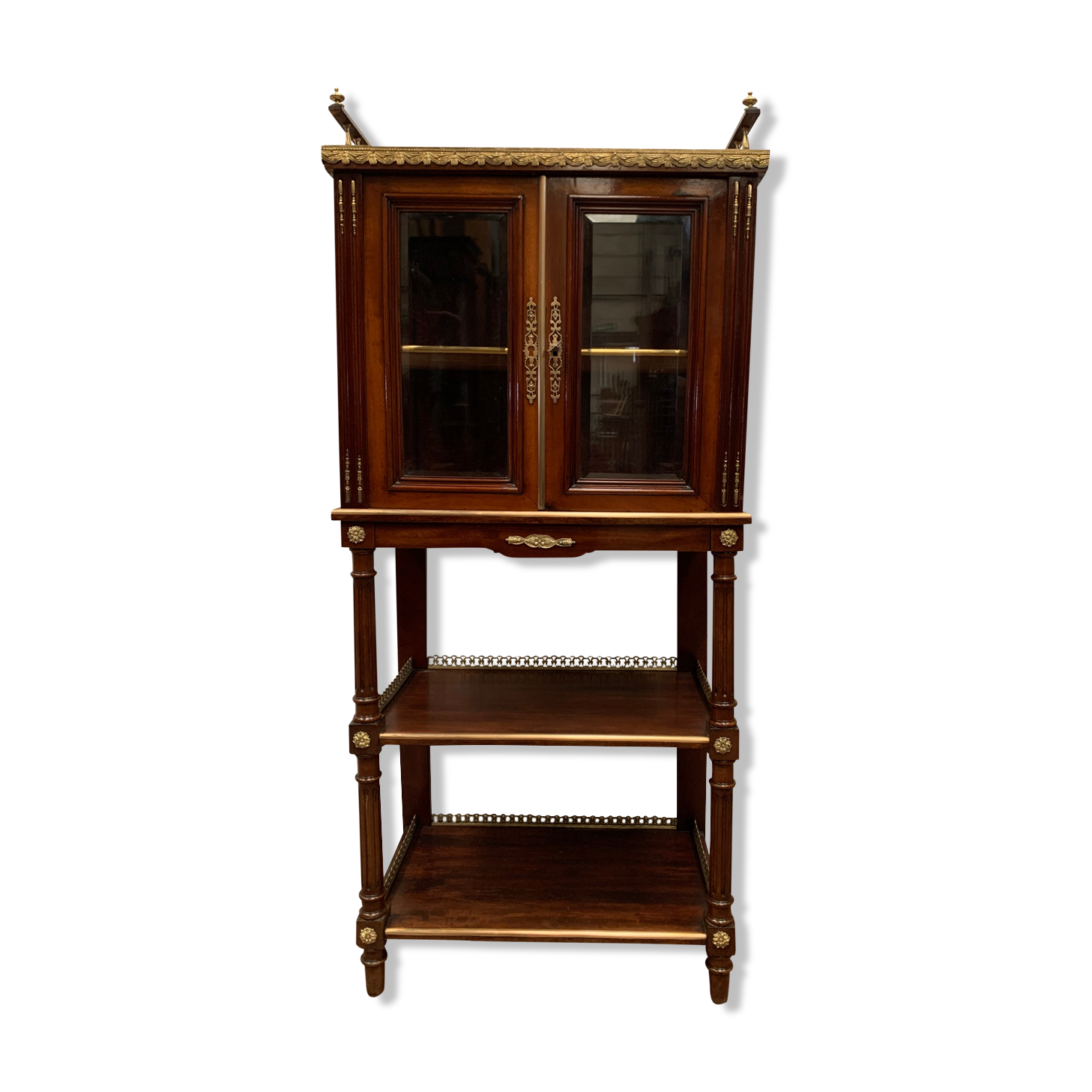 Napoleon III louis XVI style mahogany window and nineteenth century bronze gallery