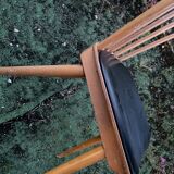 Chaise Baumann modèle menuet assise simili cuir noir