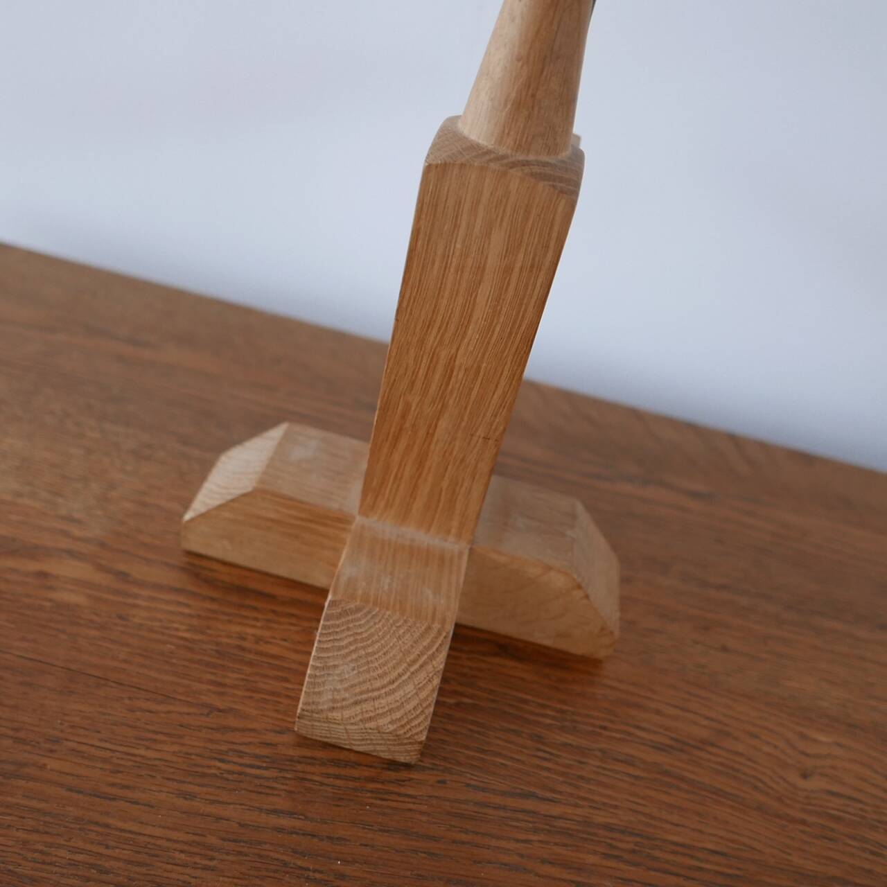 Guillerme et Chambron Oak and Ceramic Mid-Century French Table Lamps (3 Available)