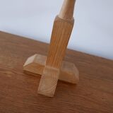 Guillerme et Chambron Oak and Ceramic Mid-Century French Table Lamps (3 Available)