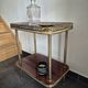 Dessert / Small side table with mahogany veneer and brass mid-century.