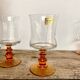 6 verres à pieds ambrés vintage