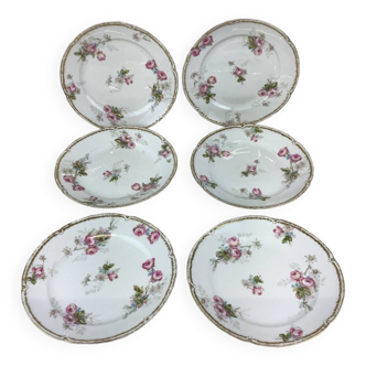 6 Assiettes à dessert Porcelaine Limoges