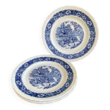 4 Staffordshire England “countryside” dinner plates