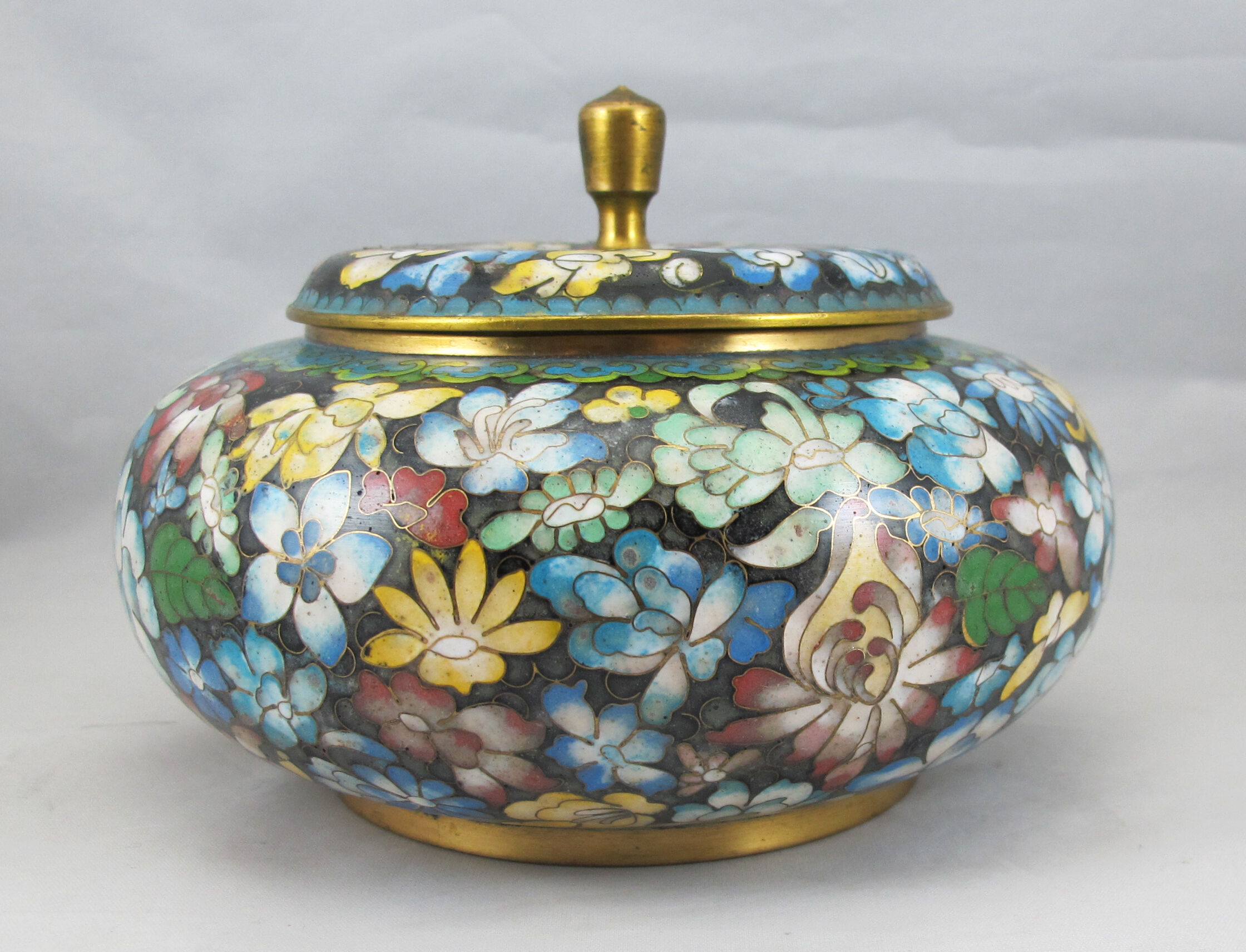 Pot couvercle en bronze émail cloisonne Chinois Chine