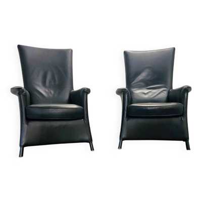 2 x fauteuils de Wittmann, design Paolo Piva, modèle Alta Highback, cuir noir