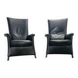 2 x armchair by Wittmann, design Paolo Piva, model Alta Highback, black leather