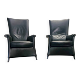 2 x armchair by Wittmann, design Paolo Piva, model Alta Highback, black leather