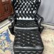 Chesterfield armchair and ottoman. Leather.