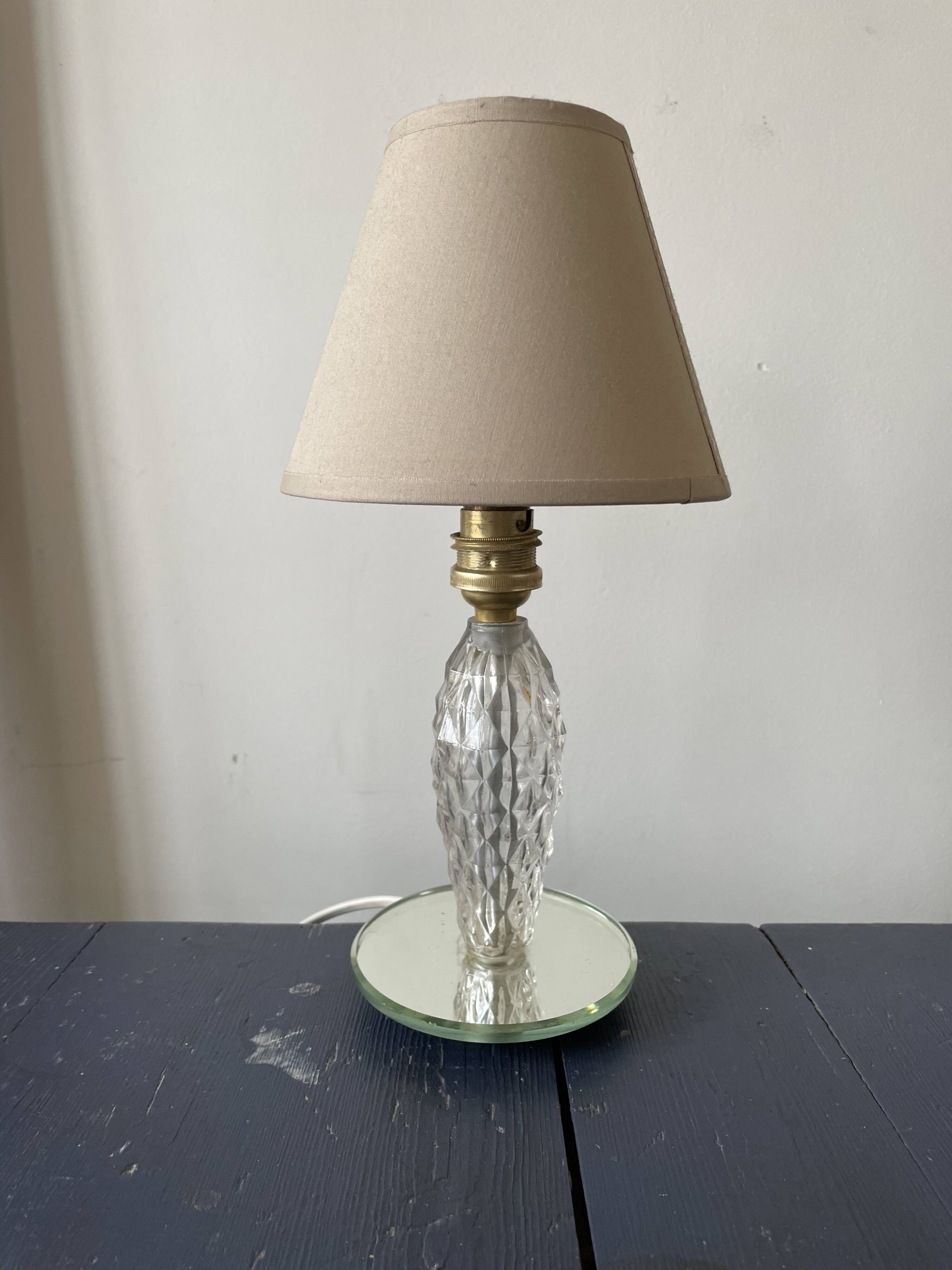 Old glass and mirror table lamp from the 1930s