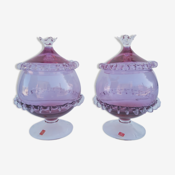 Pair of Murano glass drageoirs