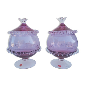 Pair of Murano glass drageoirs