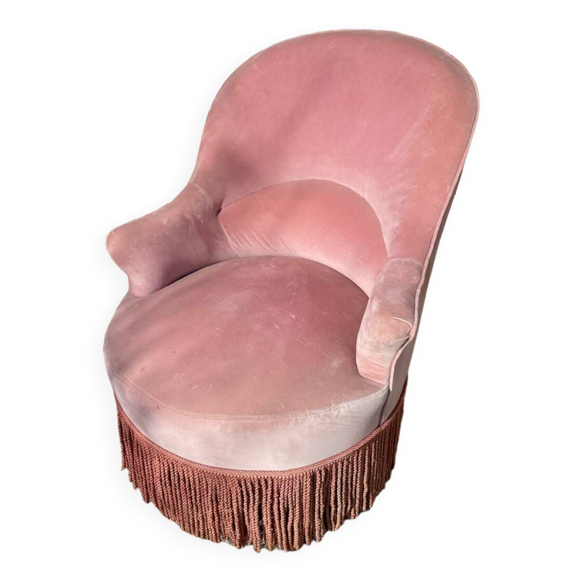 Toad style armchair in pink velvet