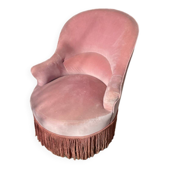 Toad style armchair in pink velvet