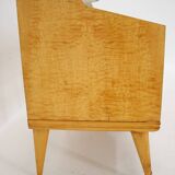 1960s italian sideboard/chest of drawers in high gloss finish with glass top and shelf