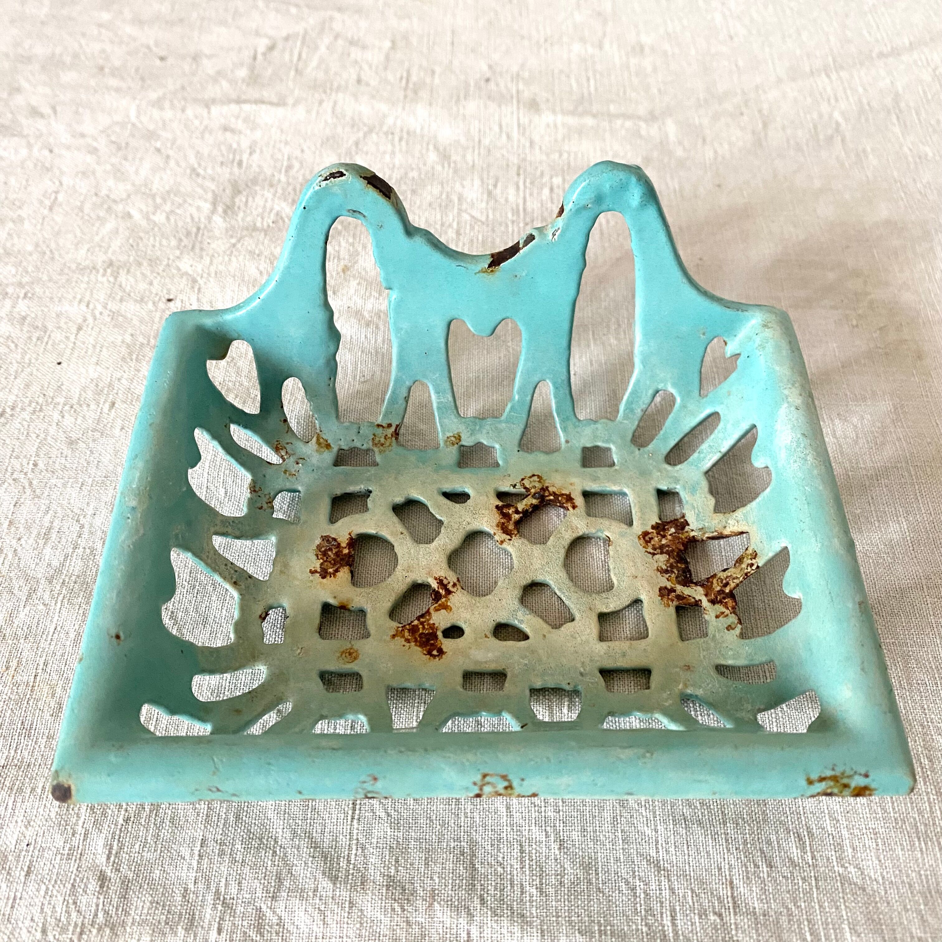 Antique enamelled cast iron soap dish