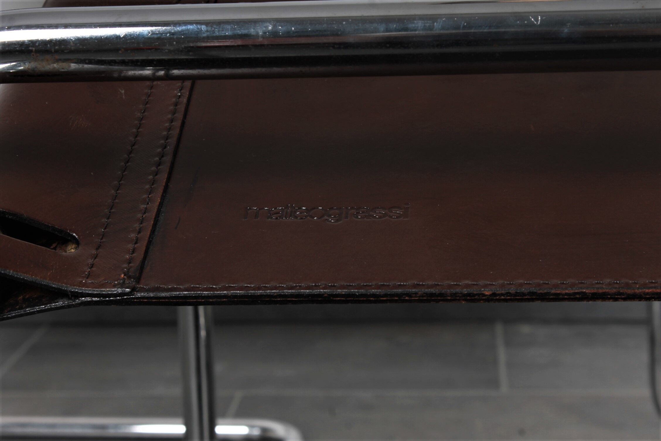 Set of 5 Cantilever MG5 chairs by Matteo Grassi in brown leather