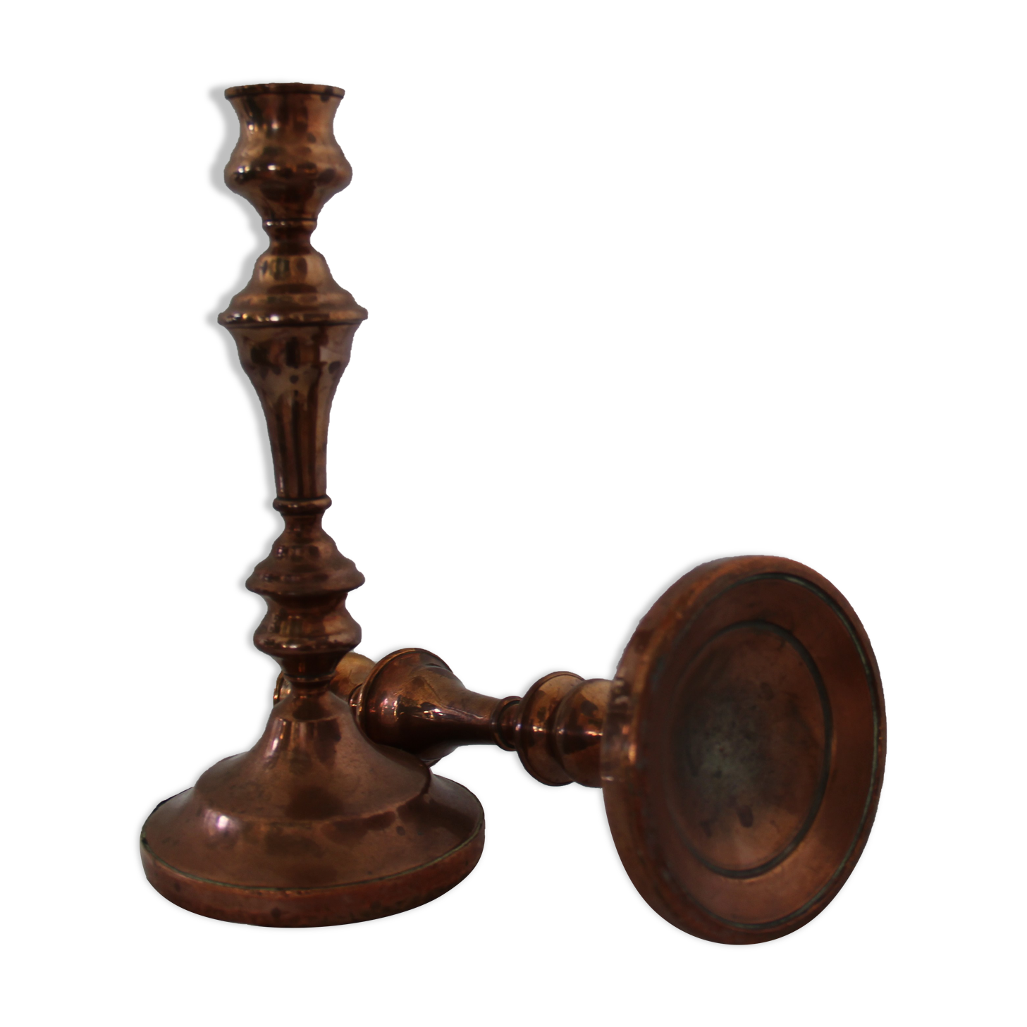 Two copper candle holders