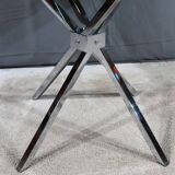 Small Mikado Table in Glass and Chromed Metal – 1970s