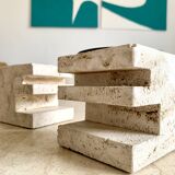 Pair of travertine candlesticks by Fratelli Mannelli, 1970