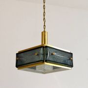 Suspension Malmö Metallvarufabrik du milieu du siècle en laiton et verre